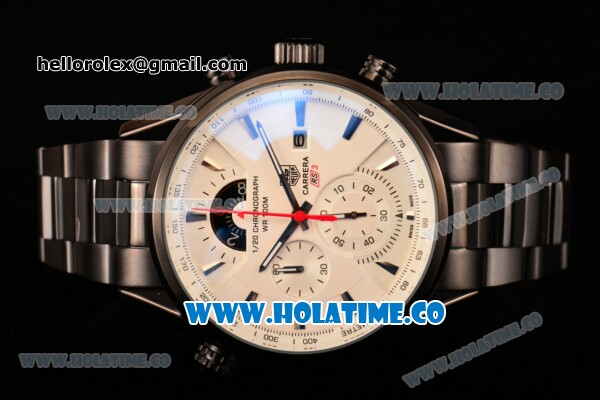 Tag Heuer Grand Carrera RS3 Chrono Miyota Quartz Full PVD with White Dial and Stick Markers - Click Image to Close